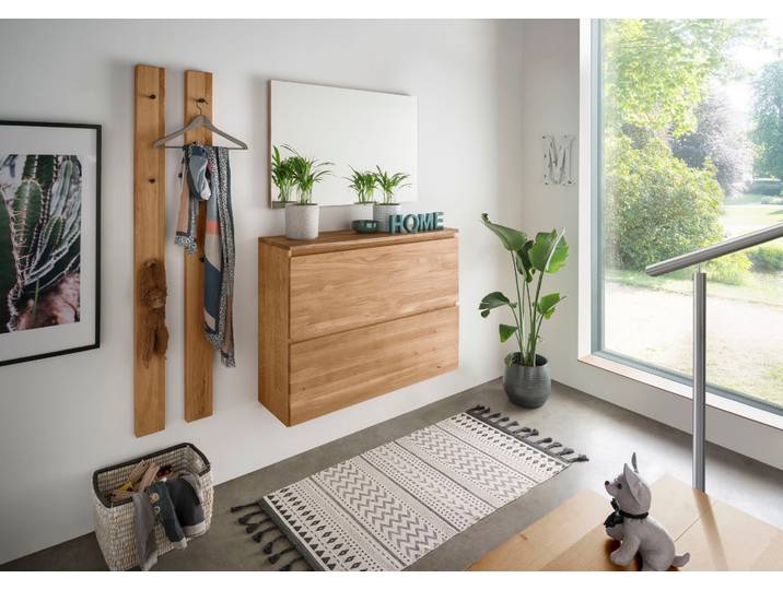 4 - teilige Garderobe Sienna aus massiver Wildeiche – Montierte Lieferung – 3%-Vorkasse-Rabatt