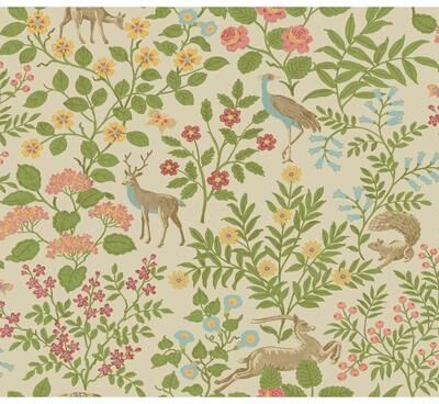 Erin & Ben Co. Erin & Ben Linen Woodland Floral Peel and Stick Wallpaper