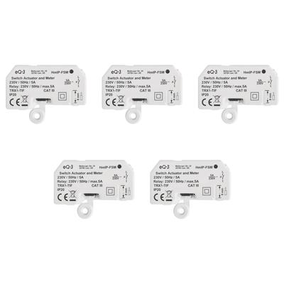 HOMEMATIC IP Smart-Home-Zubehör "Bundle 5x Schalt-Mess-Aktor Unterputz", weiß, B:19,5cm H:10,5cm T:29,5cm, Smart-Home-Stationen
