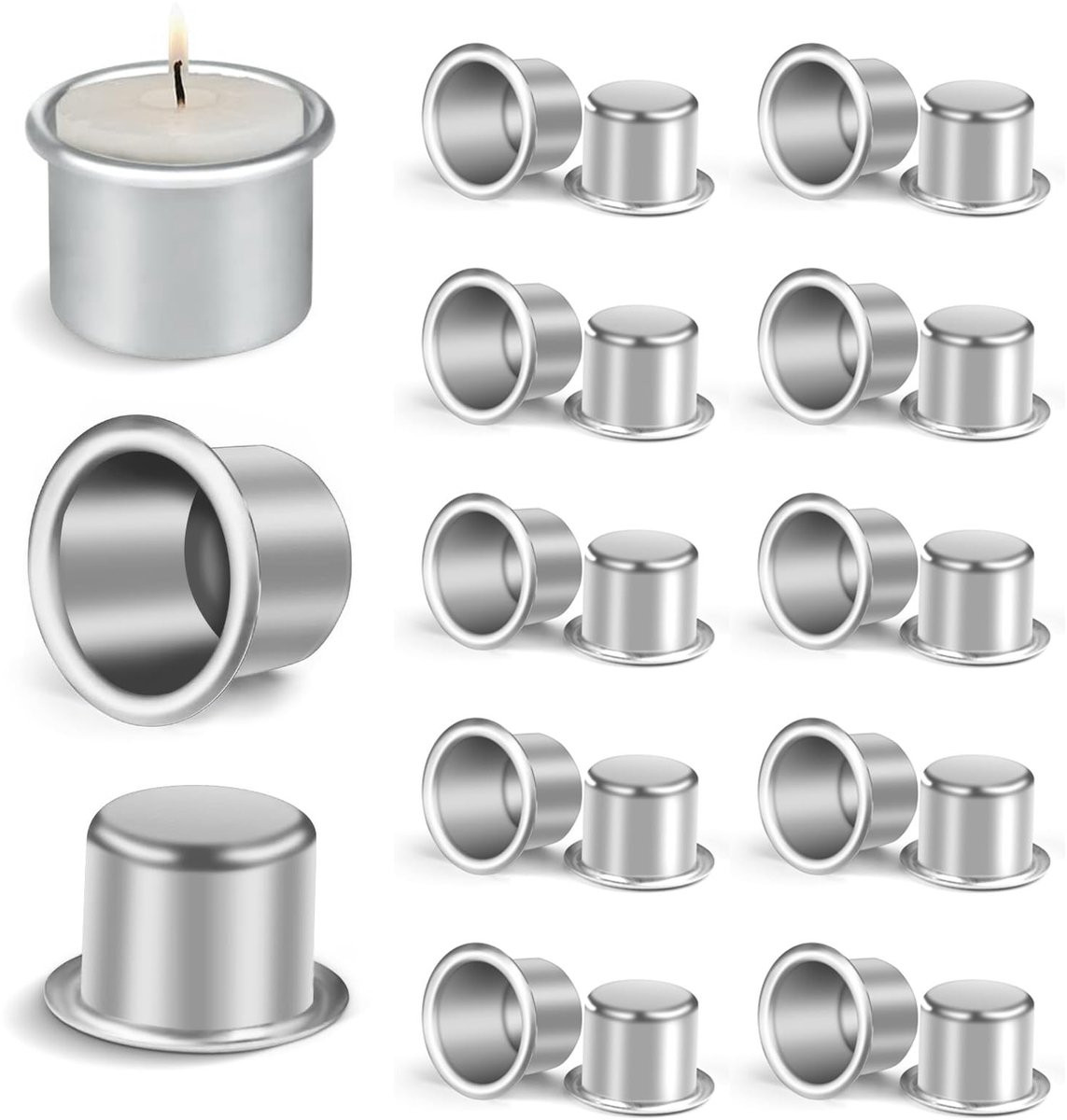 Solidchoice Set van 20 Aluminium Kaarsenhouders voor Taper Kaarsen