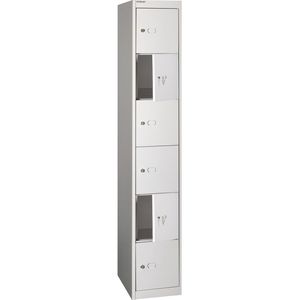 Bisley Schließfachschrank CLK 186, lichtgrau, 6 Fächer, Stahl, 30 x 180cm, mit Zylinderschloss