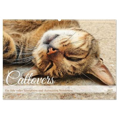 Catlovers - Ein Jahr voller Samtpfoten und charmanten Weisheiten (Wandkalender 2027 DIN A2 quer), CALVENDO Monatskalender