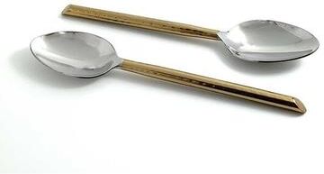 Vibhsa Cut Hammered Gold Stainless Steel Tablespoons, Set of 6, High Gloss Dinner Serving Spoons