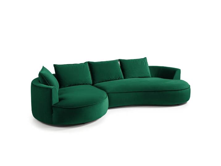 Bigsofa Grün Samt Shyla 322 x 82 x 154cm Ausrichtung links Modern