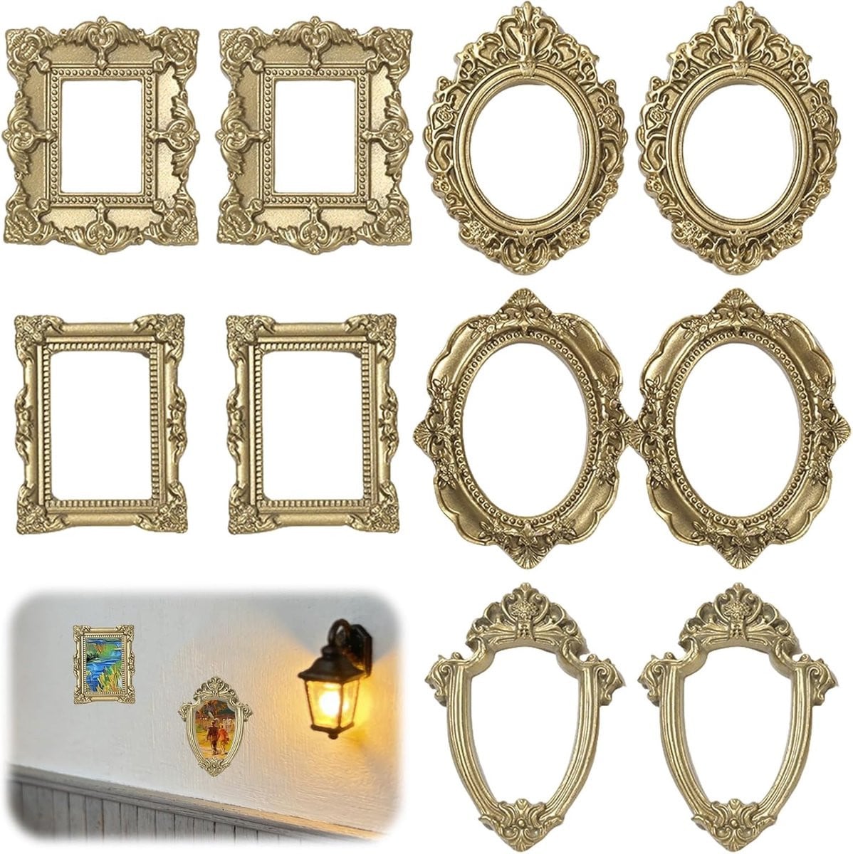 SnelShoppen Set van 10 Mini Vintage Resin Fotolijsten voor DIY Decoratie en Sieraden Tentoonstellingen