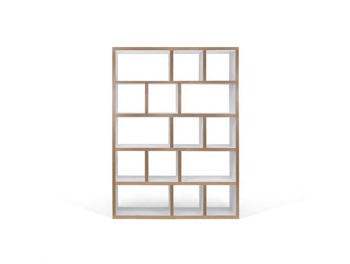 Bibliothèque effet bois blanc laqué et multiplis