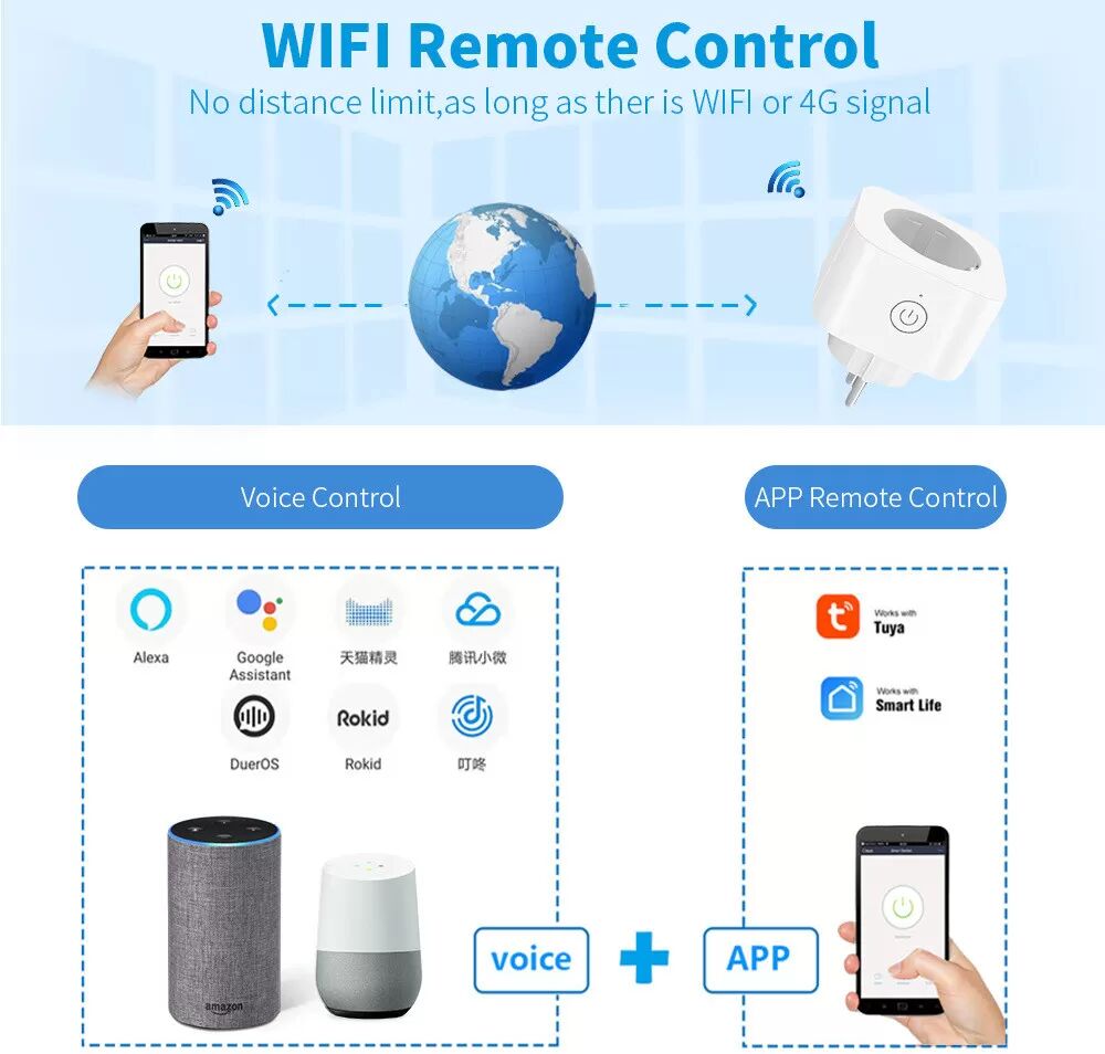 INF Prise intelligente Wi-Fi pour maison intelligente avec commande