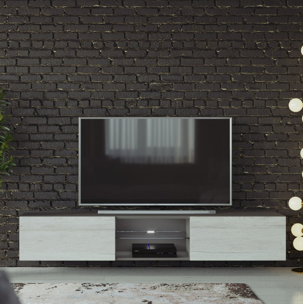 17 Stories Bertin TV Stand for TVs up to 75" Slate Gray/White Monaco 75"