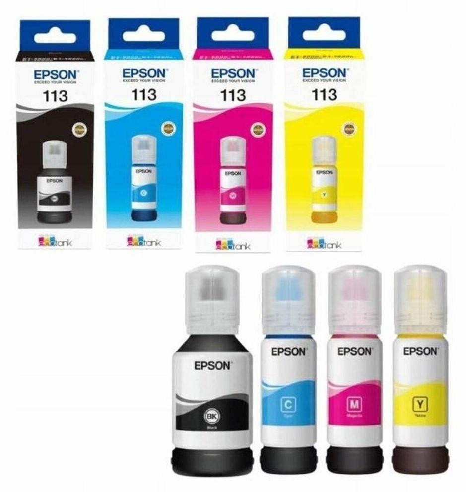 Epson EcoTank 113 Inktflessen Multipack van 4 stuks - Zwart, Geel, Cyaan, Magenta