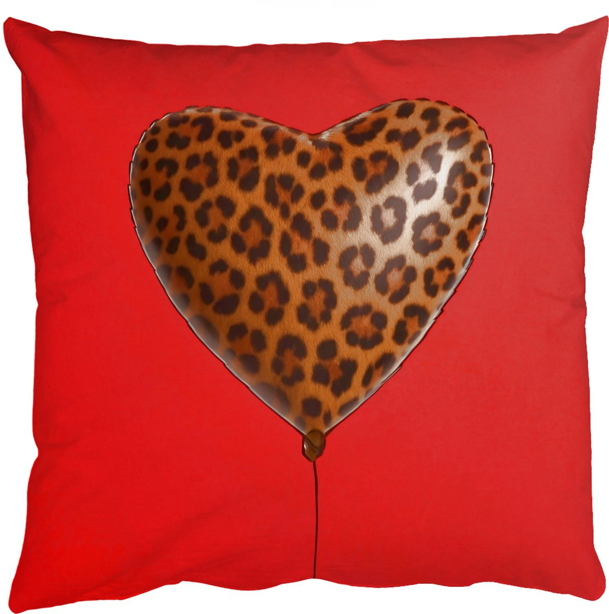 PillowMonkey Sierkussen Hartvormig Rood met Panterpatroon 45 x 45 cm