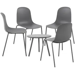CLP 4er Sitzgruppe Berdin I Garten-Set 4x Stuhl stapelbar und 1x Tisch I Outdoor-Set wetterfest und UV-beständig I Gartenmöbel