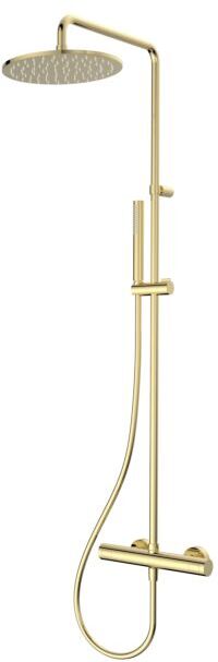 Herzbach Living Spa Duschsäule 30.988250.1.03 PVD gold, d= 250mm, mit Brause-Thermostat und Stabbrause