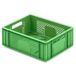 PROREGAL Eurobehälter Obst- und Gemüsekasten | HxBxT 14,2x30x40cm | 13 Liter | Grün | Obst-Gemüsekiste, Obstkorb, Transportbox