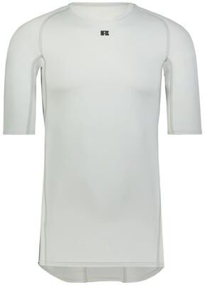 Russell Athletic R21CPM Half Sleeve Compression Top in Grid Iron Silver size 2XL   Polyester Blend