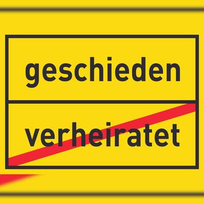 HB-Druck geschieden verheiratet Schild Ortsschild A0 (841x1189mm)
