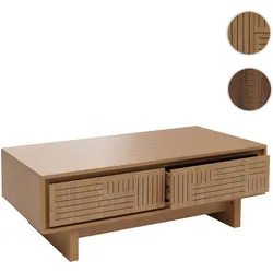 Couchtisch HWC-O33, Sofatisch Wohnzimmertisch Beistelltisch, 2 Schubladen 2 Fächer, Melamin 40x120x60cm ~ Ulme Natur