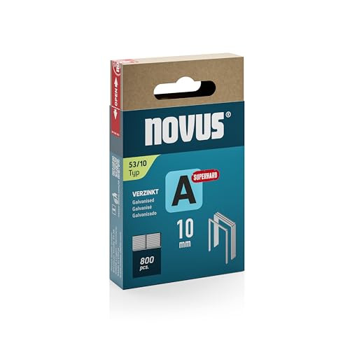 Novus fijne draadklemmen A type 53 10 mm, 800 stuks, verzinkt staaldraad, superhard