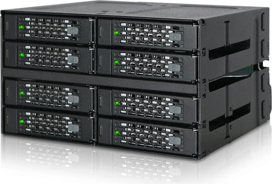 Icy Dock MB508SP-B Backplane voor 8x 6,3cm SATA/SAS in 1x 5,25 inch SSD/HDD 5-15mm