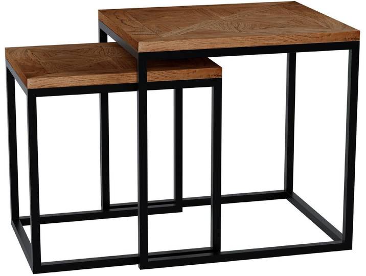 CLP Beistelltisch Talero (1er), 2 Satztische, Mindiholz, Eisengestell