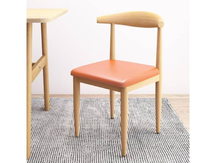FCZVWPR Küchen-Esszimmerstuhl, Stuhl Mit Metallgestell Mit Holzmaserung Bequemer Veranstaltungsstuhl, Verbreitert Die Basis, For Esszimmer, Café, Restaurant(Orange)