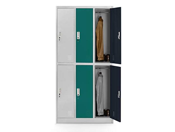 Jan Nowak Casier vestiaire 3B2A Armoire Metallique 6 Compartiments Revêtement en Poudre 185 cm x 90 cm x 45 cm (Multicolore)