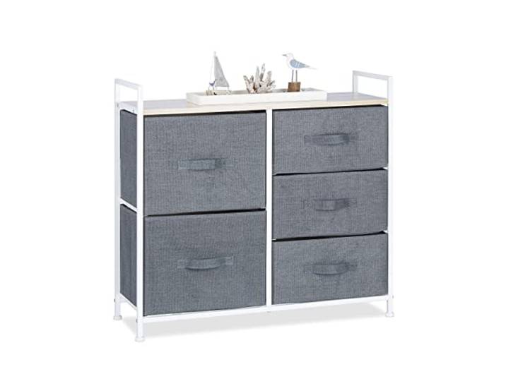 Relaxdays Regalsystem, Regal mit Schubladen, Verschiedene Varianten, universale Schubladenbox, Metall und Holz, grau