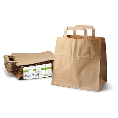 greenbox - Tragetaschen aus Recyclingpapier L, 26 x 17 x 25 cm, braun, breiter Boden , 250 St.