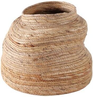 Sagebrook Home Decorative Vase - Brown Wicker Curvy Banana Leaf, 15 in.