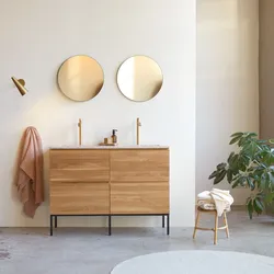 Badezimmermöbel Nova aus massivem Eichenholz und Premium-Terrazzo Pink 120