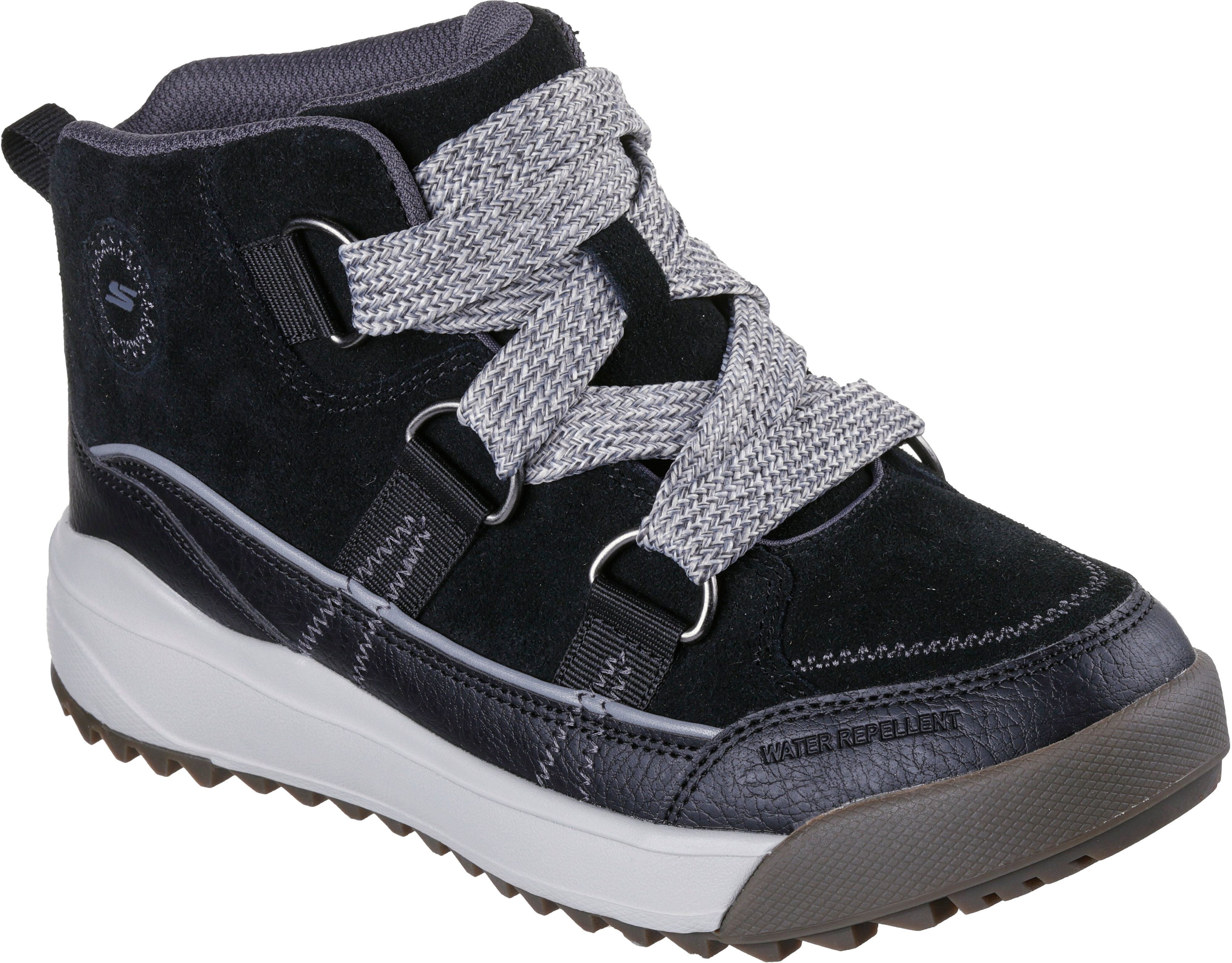 Schnürboots SKECHERS "YANA", Damen, Gr. 36, Textil, schwarz, Veloursleder, Schuhe Schnürboots, High Top Sneaker, Schnürschuh mit auffälliger Schnürung schwarz 36, Textil