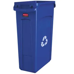 Rubbermaid Slim Jim mit Luftschlitze 87 L blau VB 186383 mit Recyclingsymbol und Beutelhalter