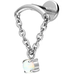 Titan Labret mit Innengewinde BOGEN + KETTE + SYNTHETISCHER OPAL