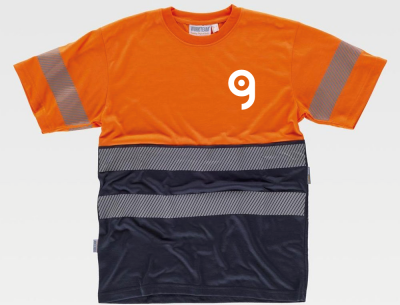 T-shirt alta visibilità bicolore con 2 bande rifrangenti frontali Personalizzate o neutre Workteam