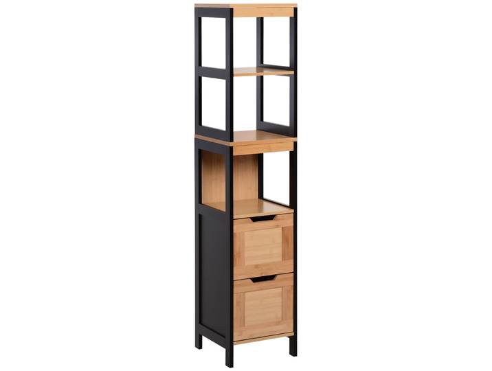 Meuble colonne rangement salle de bain mdf bambou style cosy