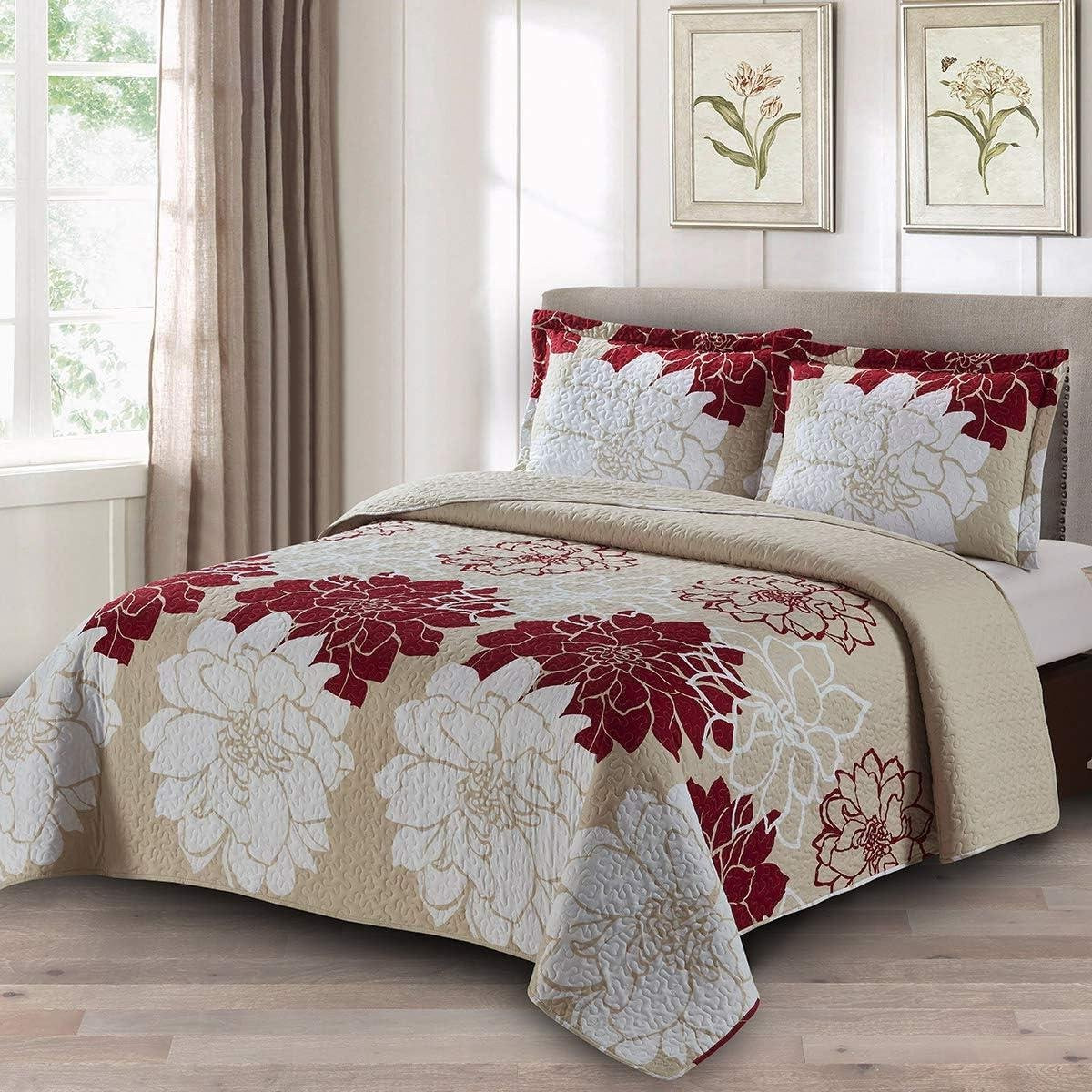 Luxe bedrukt dekbedset Kingsize - Bordeauxrood