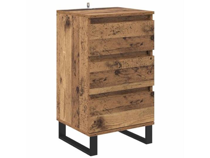 Sideboard Holzwerkstoff mit Metallbeinen und Schubladen Raue Textur, matte Metallbeine, geräumiges Fach, mehrere Schubladen, rechteckige Form, pflegeleicht