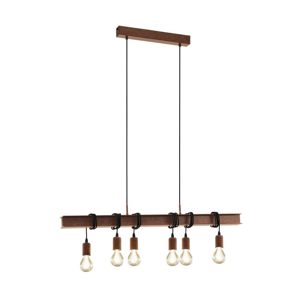 Eglo Townshend Hanglamp Industrieel Design Bruin/Roest Metaal Dimbaar