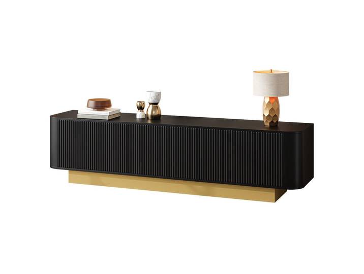 Modenvie Lowboard 170/40,5/47 cm aus MDF und Holzwerkstoff mit Kabelmanagement Schwarz, 170x47x40.5 cm, Wohnzimmer, TV Möbel, Lowboards, Lowboards stehend