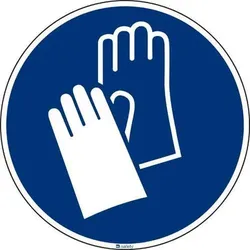 Gebotsschild "Handschuhe benutzen", ISO 7010, Aluminium, 200 mm, VE = 10 Stück