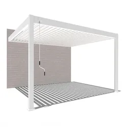 Weide Deluxe Wand-Pergola Voll-Aluminium 3x4m mit Lamellendach weißᅠ