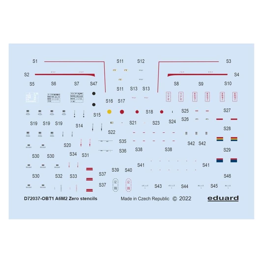 Eduard A6M2 stencils for TAMIYA/AIRFIX/HASEGAWA (D72037)