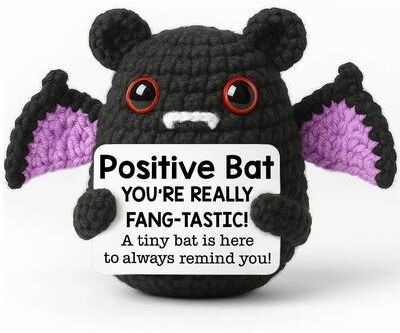 Uplifted Finds Handmade Crochet Positive Bat Doll With Encouragement Card Decor 3