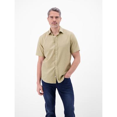 Kurzarmhemd LERROS "Kurzarmhemd im Knitterlook", Herren, Gr. XL, Normalgrößen, beige (gravel beige), 99% Baumwolle, 1% Elasthan, Hemden