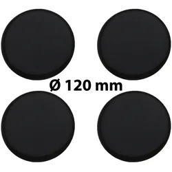 4 x Ø 120 mm Polymere Aufkleber / Schwarz / Nabenkappen, Felgendeckel