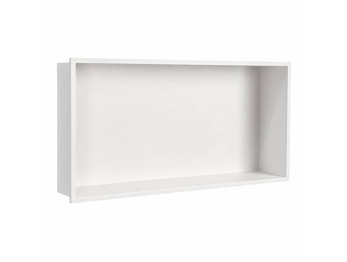 Niche de douche en acier inoxydable blanc mat 24x12x4 pouces, étagère murale encastrée pour salle de bain, grande étagère de rangement ouverte pour douche