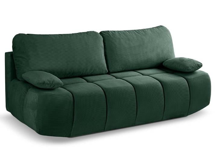 2-Sitzer Schlafsofa Lauder mit Bettkasten , 207cm , Cord , smaragdgrün