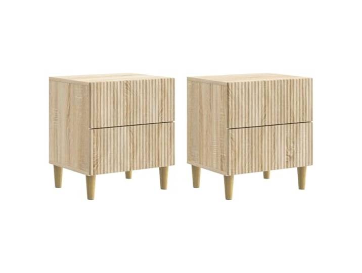 KGFHERENB Nachttisch 2er Set Sonoma-Eiche 43x34,5x48 cm Holzwerkstoff Kompakte Beistelltische fürs Schlafzimmer mit zwei Schubladen für geordnete Aufbewahrung und klare Linienführung.