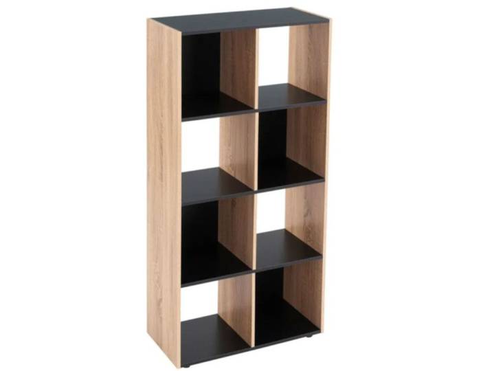 Étagère en MDF Bois et Noir - 8 Casiers