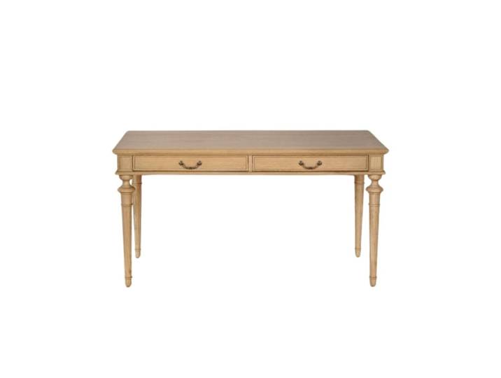 Bureau style shabby chic, plateau en chêne, 2 tiroirs marron