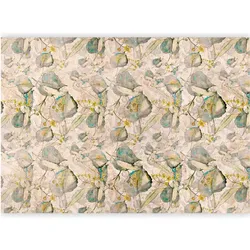 Artgeist, Tapete, Fototapete - Green and yellow autumn souvenirs - floral design with leaves (450 x 315 cm)